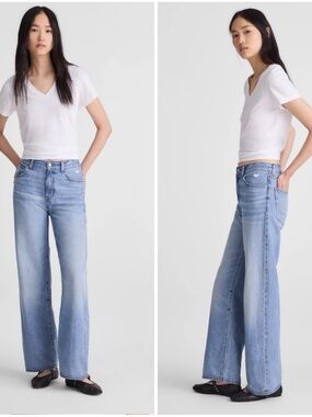 Madewell The Tall Perfect Vintage Wide-Leg Jean in Airy Denim Blue 25T 25 NWT